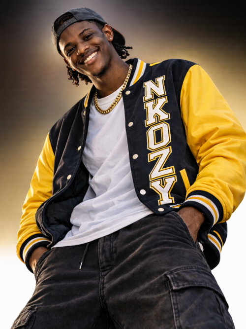 Tall high neck top in mesh with puff sleeve